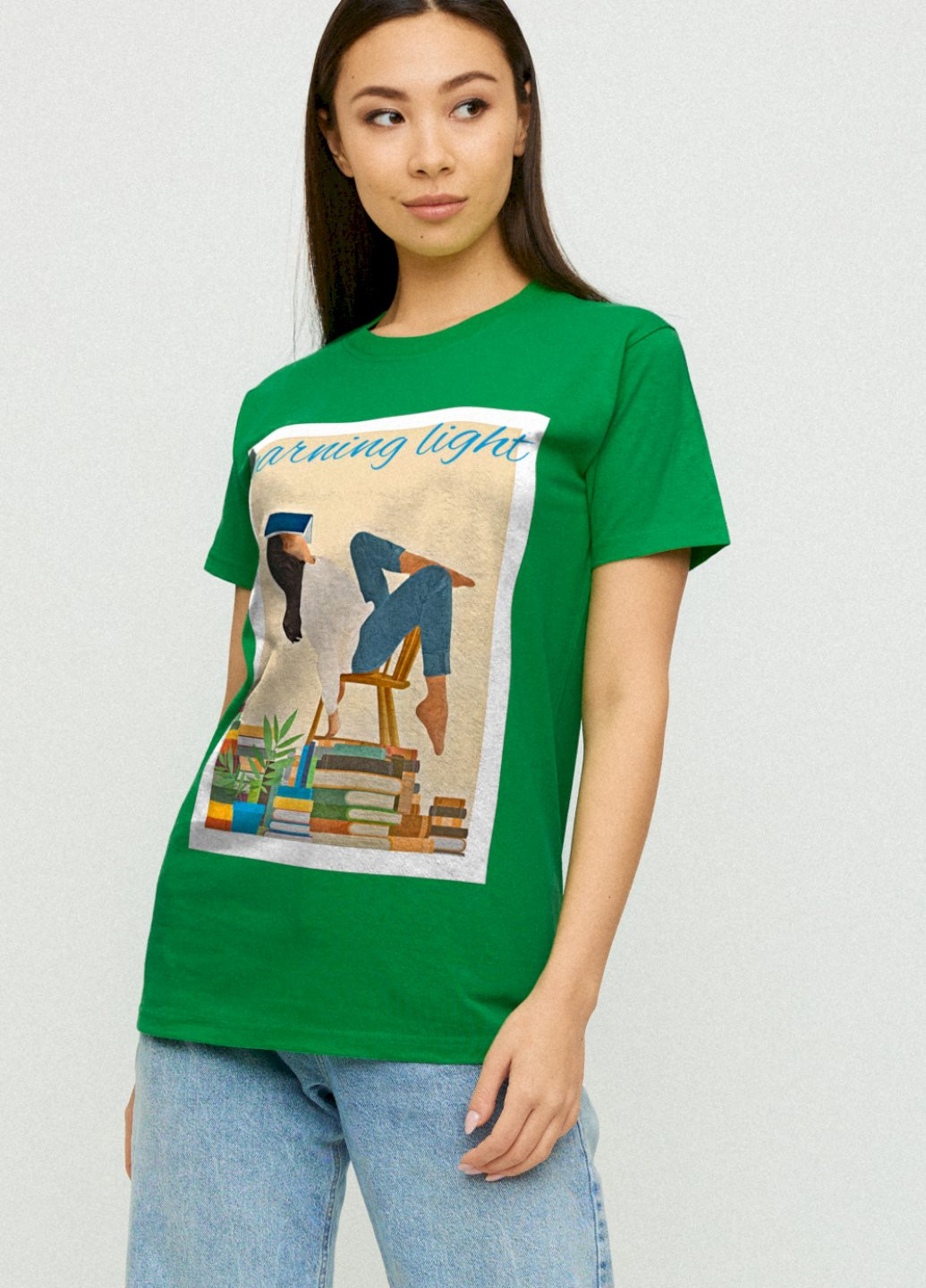 Зеленая демисезон футболка boyfriend / air print / YAPPI