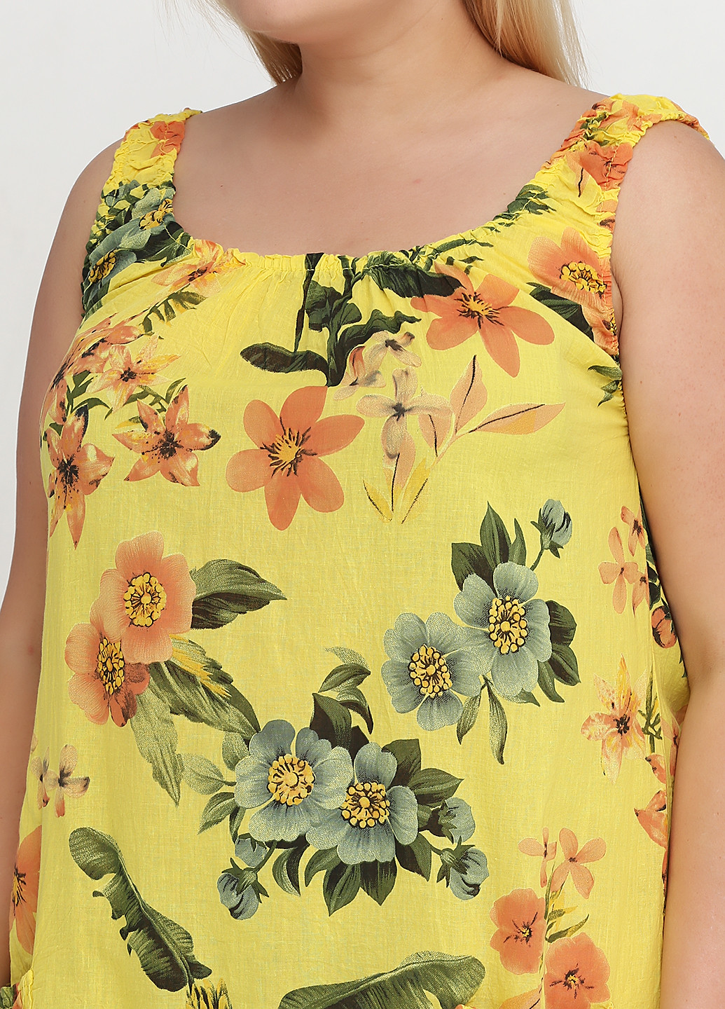 Желтое кэжуал платье Moda с цветочным принтом