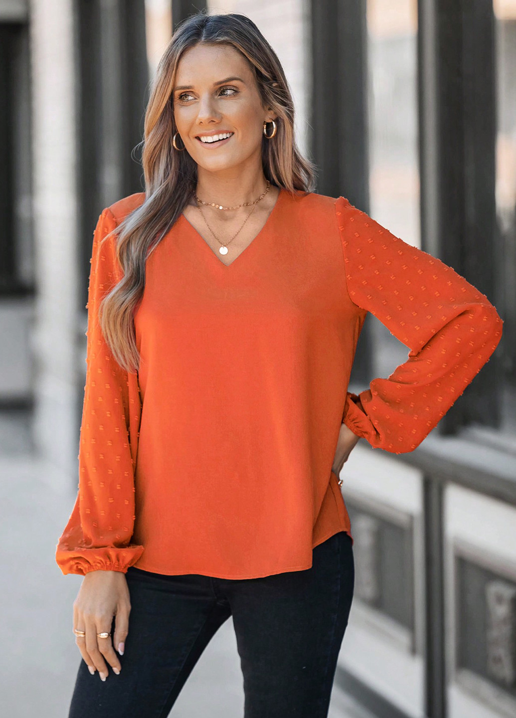 Оранжевая блуза SHEIN