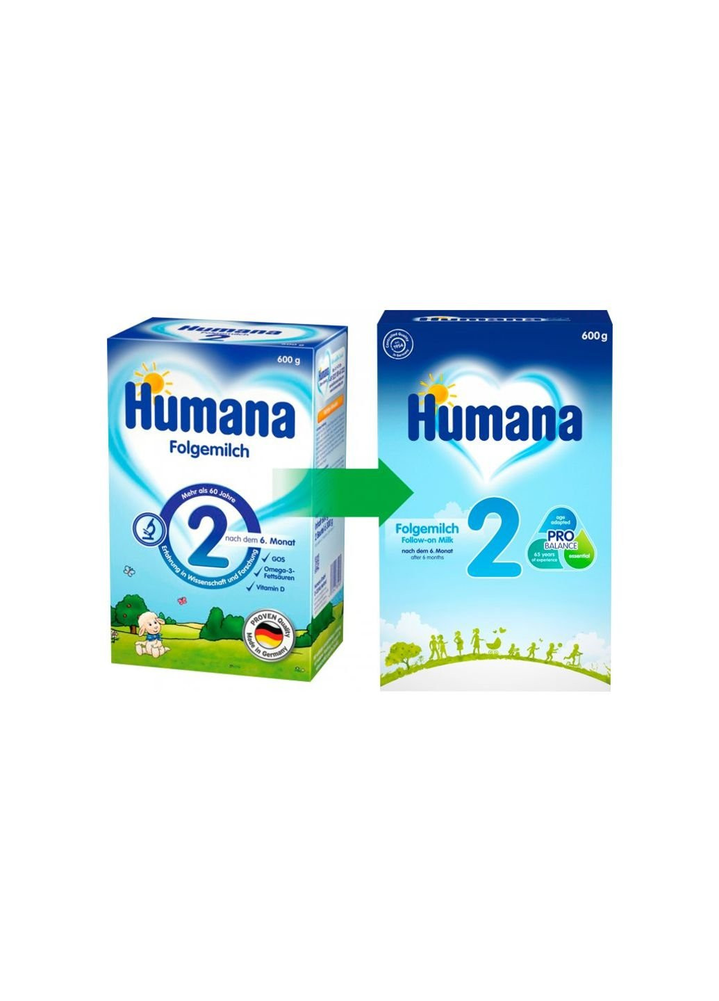 Детская смесь 2 молочная с пребиотиками, 600 г (4031244720238) Humana (254065953)