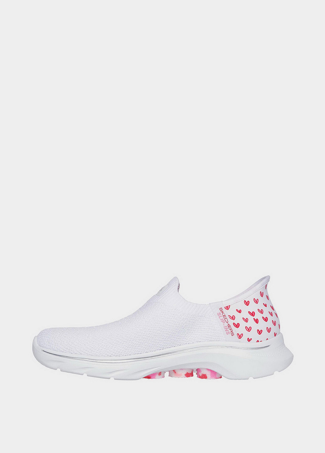Белые слипоны Skechers сердечки