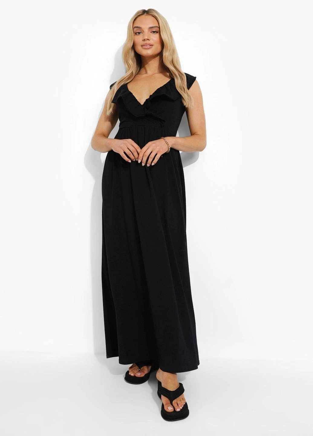 Черное кэжуал платье Boohoo однотонное