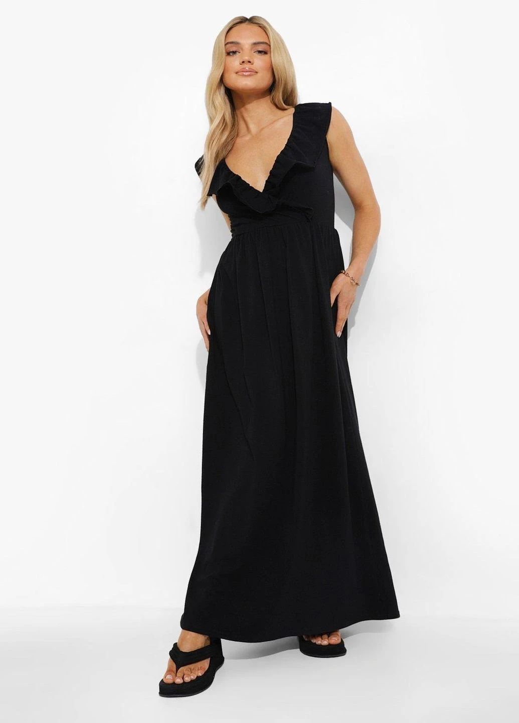Черное кэжуал платье Boohoo однотонное