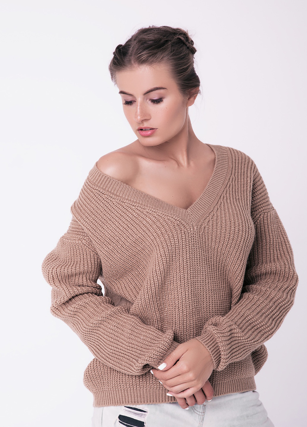 Светло-коричневый демисезонный джемпер пуловер Sewel