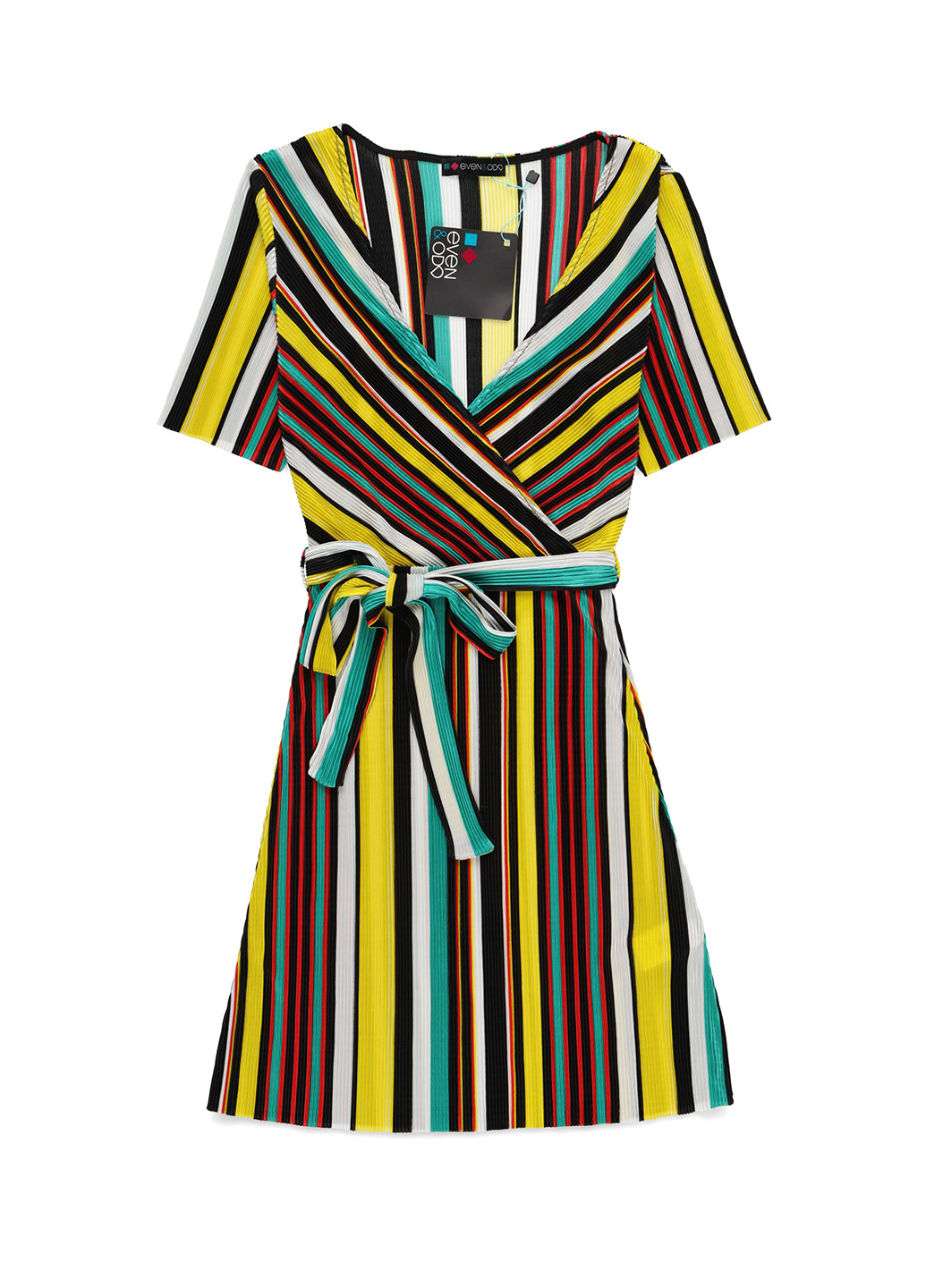 Комбинированное кэжуал платье плиссированное Even & Odd в полоску