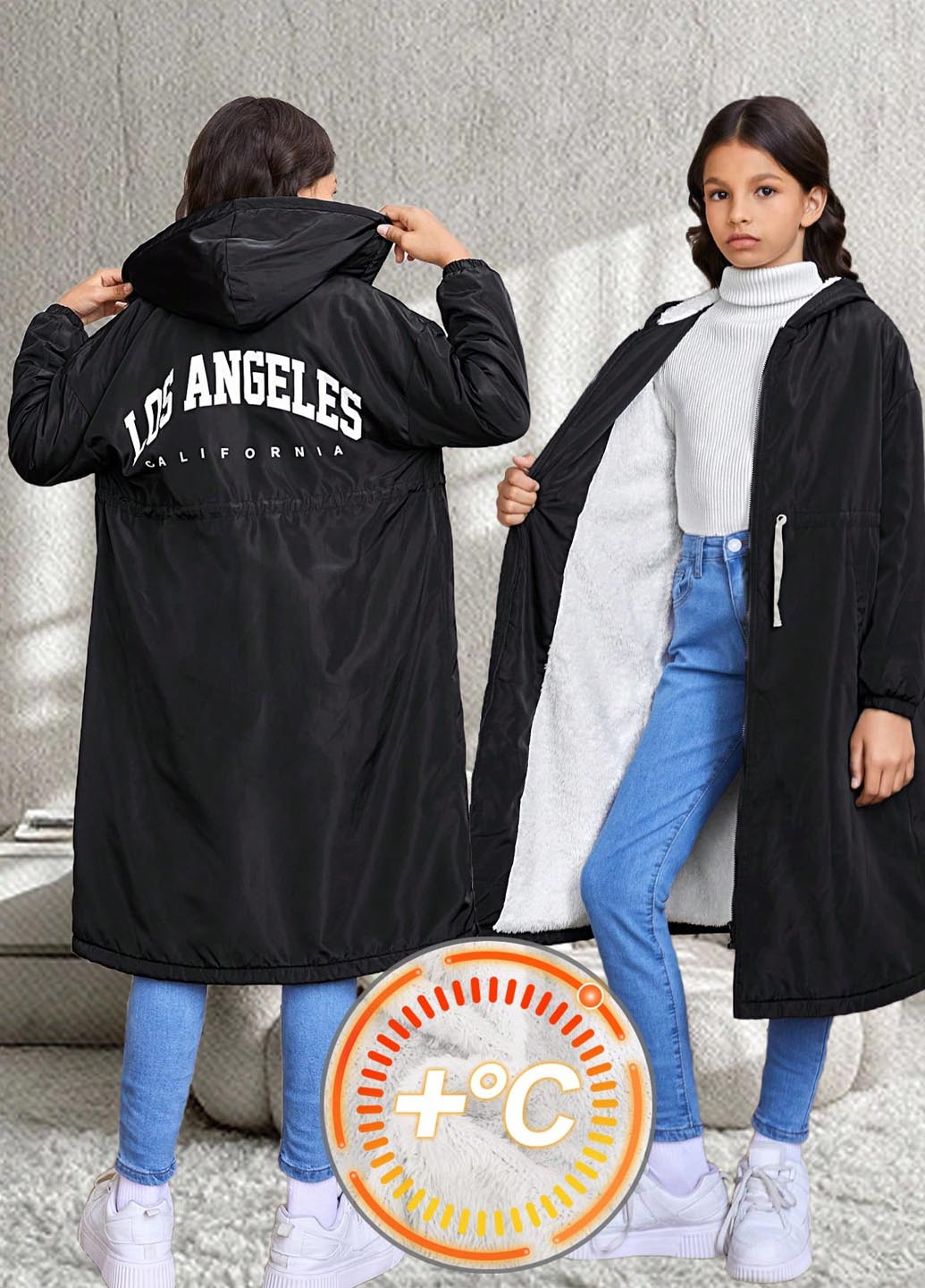 Чорна демісезонна куртка куртка-пальто SHEIN