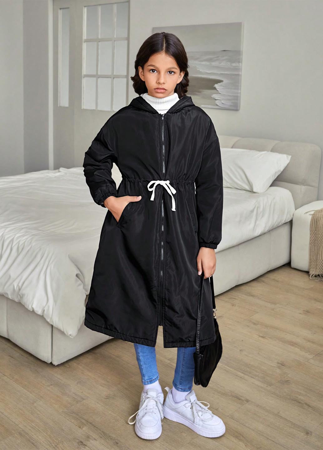 Чорна демісезонна куртка куртка-пальто SHEIN