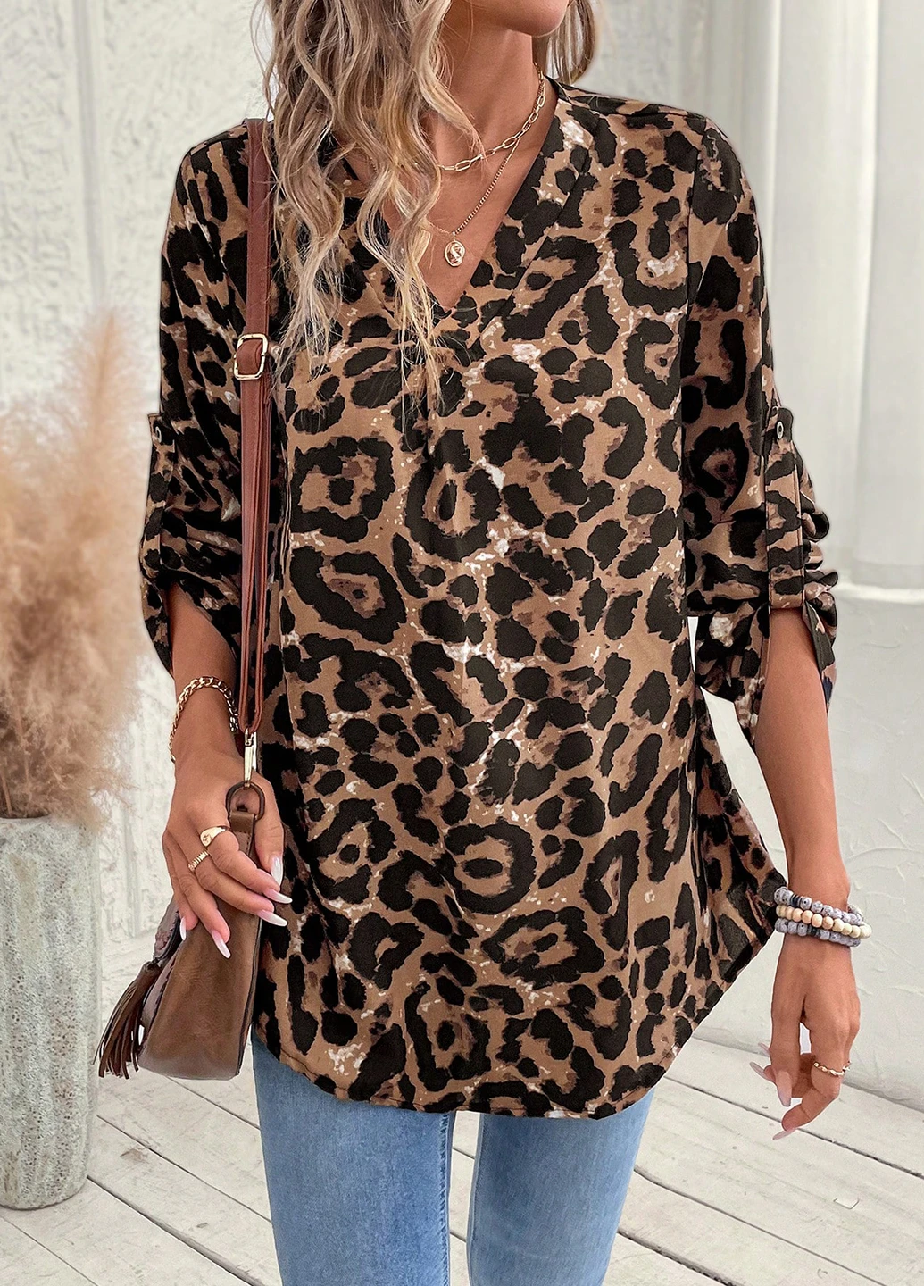 Коричневая блуза SHEIN
