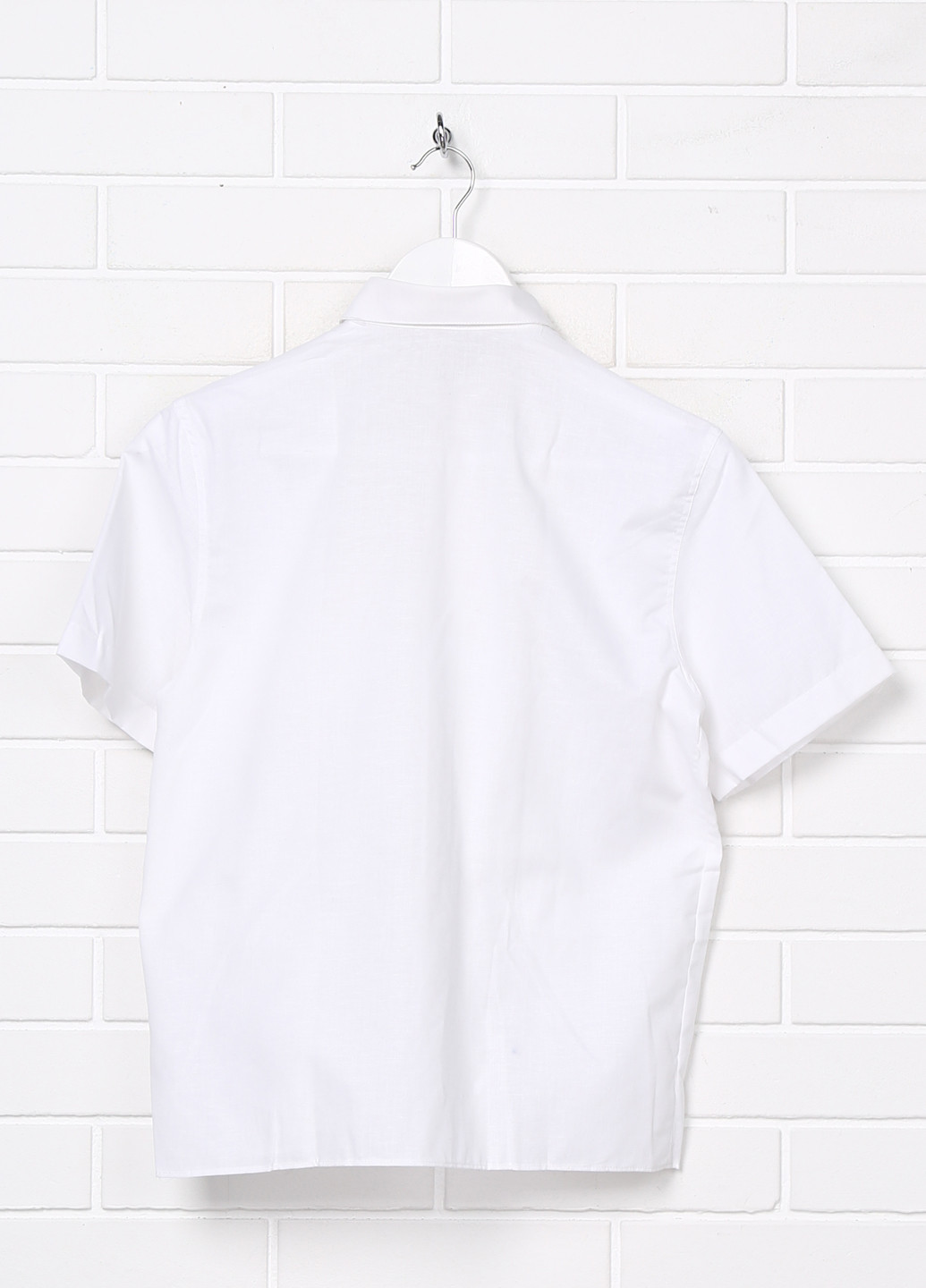 Белая кэжуал рубашка однотонная Malip с коротким рукавом