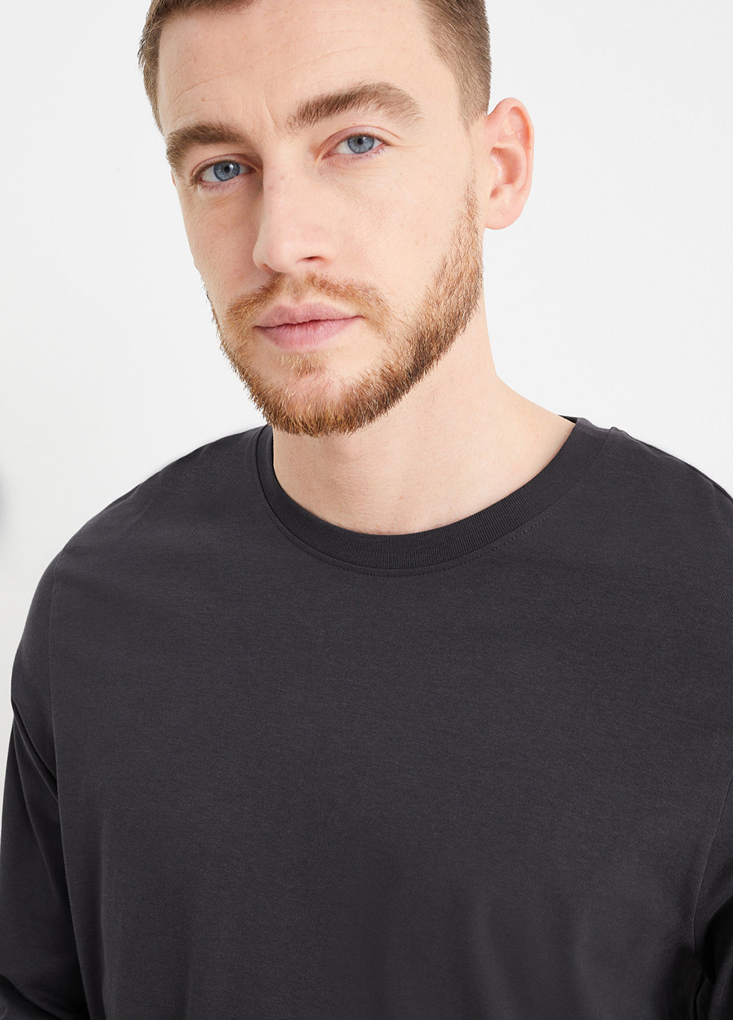 Лонгслів C&A однотонний темно-сірий кежуали бавовна, трикотаж