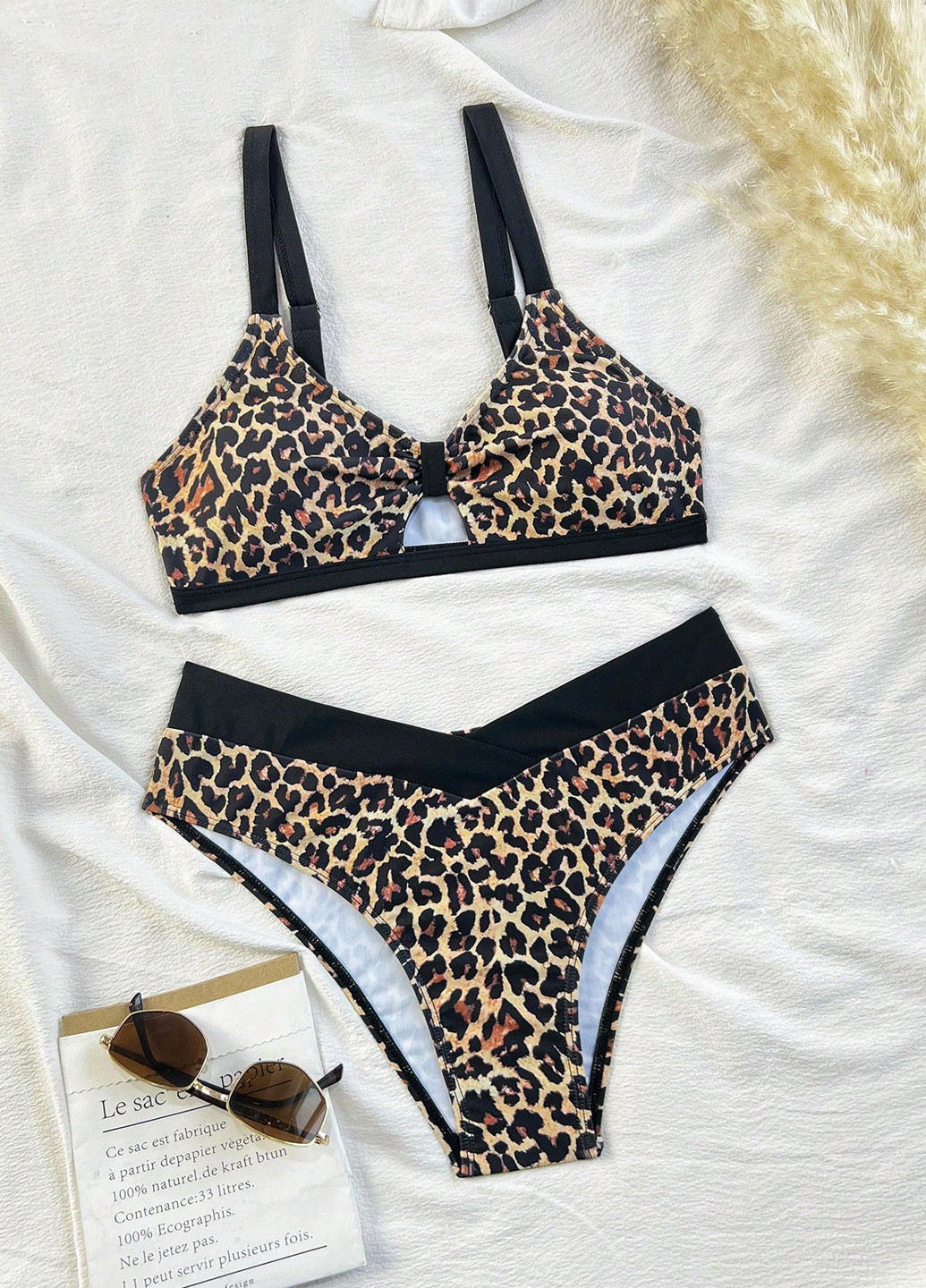 Коричневий літній купальник (ліф, трусики) роздільний SHEIN