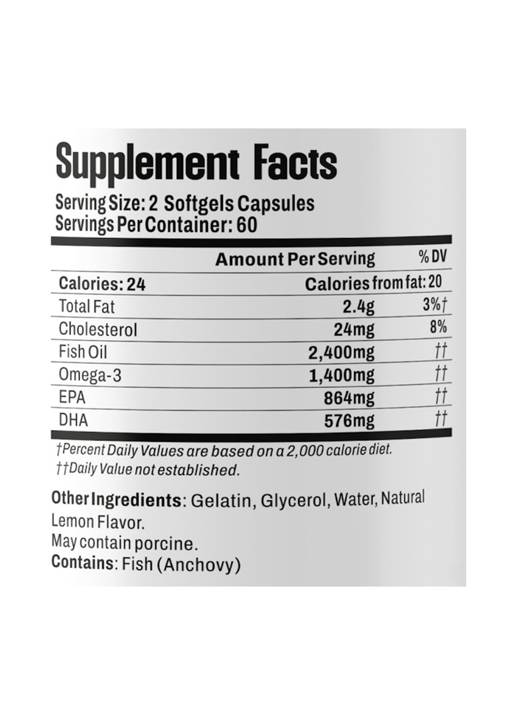 Риб'ячий жир Омега-3 2400 мг, 120 капсул Bel Tono (340108233)