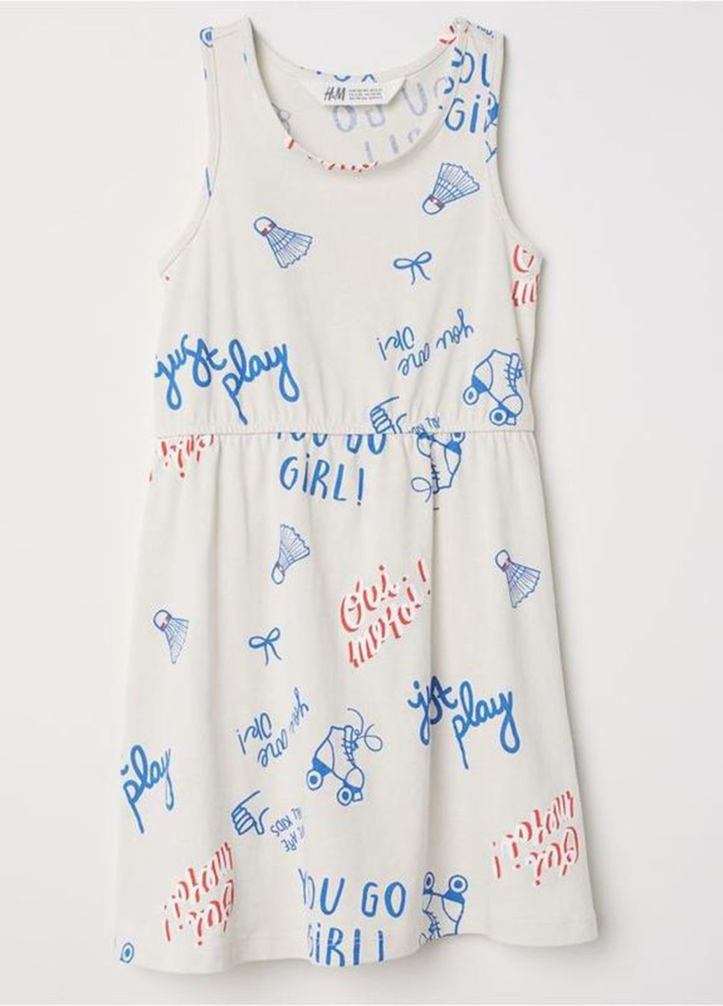 Молочное кэжуал платье H&M с надписью