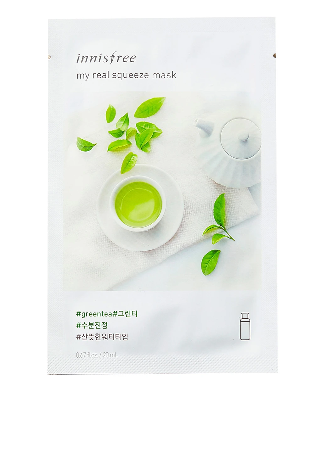 Тканинна маска My Real Squeeze Green Tea Mask 1 шт., 20 мл Innisfree (160878912)
