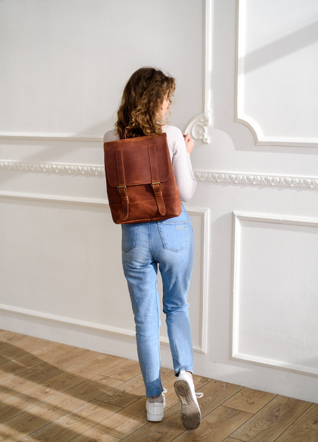 Универсальный женский рюкзак ручной работы из натуральной винтажной кожи коньячного цвета Boorbon (253702473)