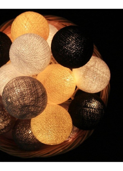 Гирлянда тайские фонарики CBL Smoky Yellow 20 шариков, 3.7 м Cotton Ball Lights 1335 (252644142)