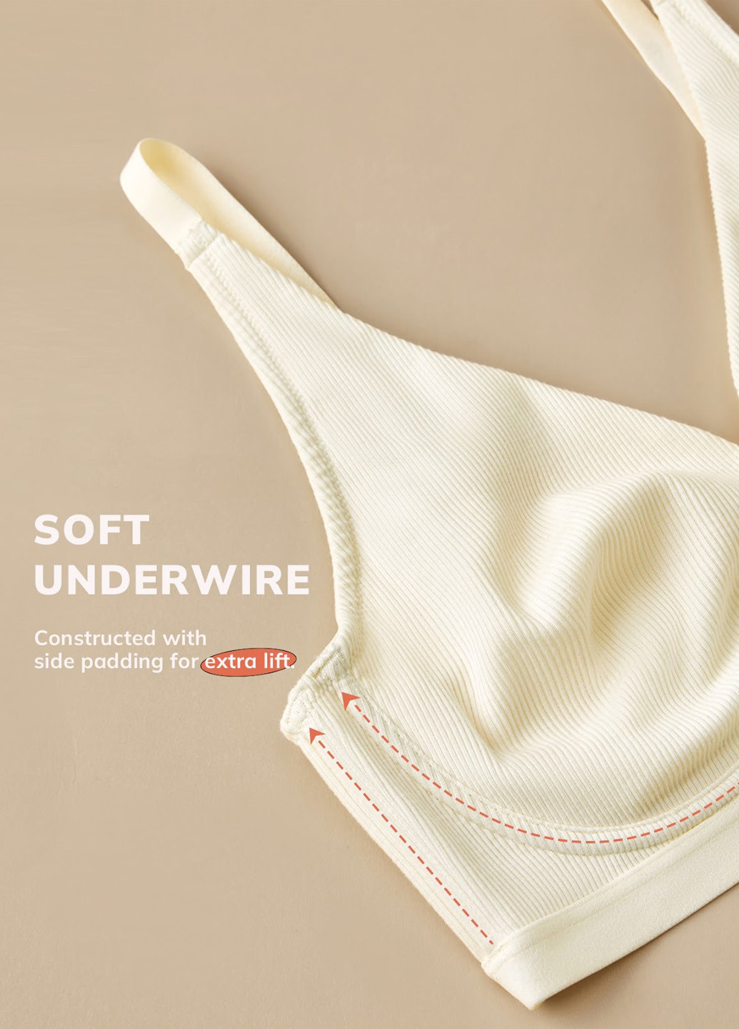 Світло-бежевий мінімайзер бюстгальтер SHEIN з кісточками бавовна