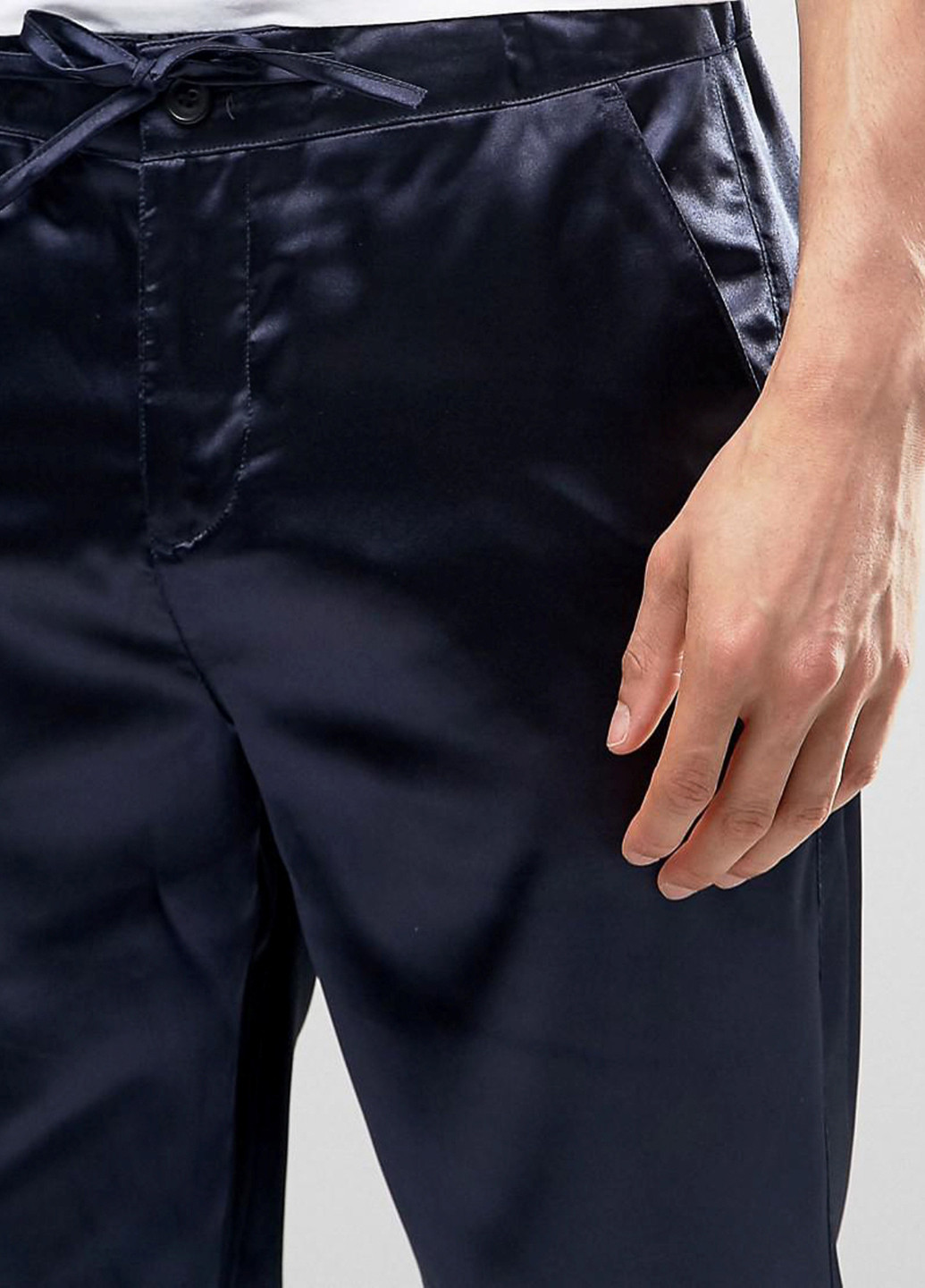 Темно-синие кэжуал демисезонные прямые брюки Asos