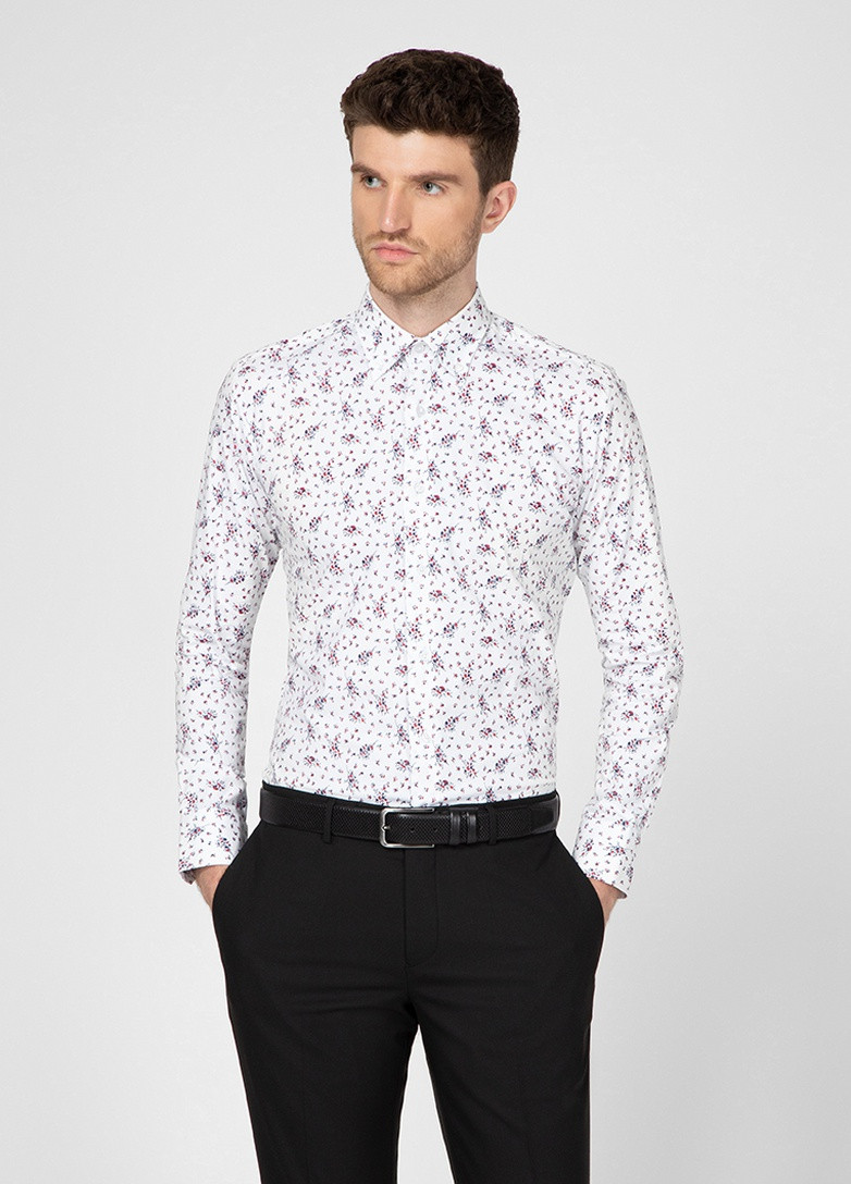 Белая рубашка с цветами NAVI