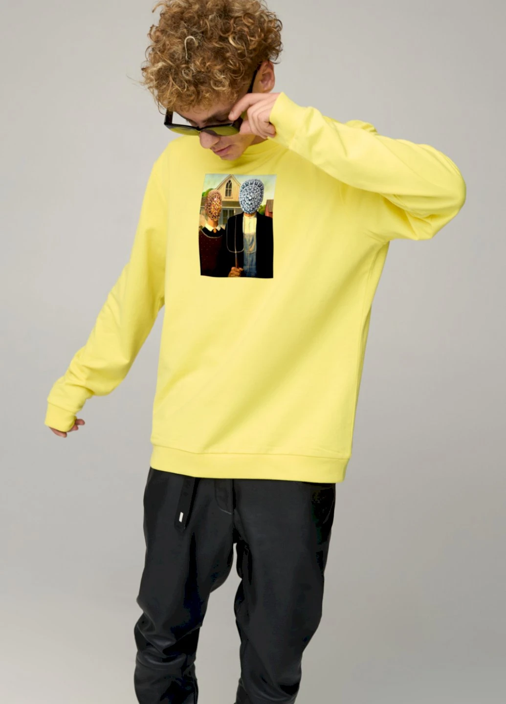 Жовтий свитшот мужской oversize /no flis/ YAPPI малюнок (254557394)