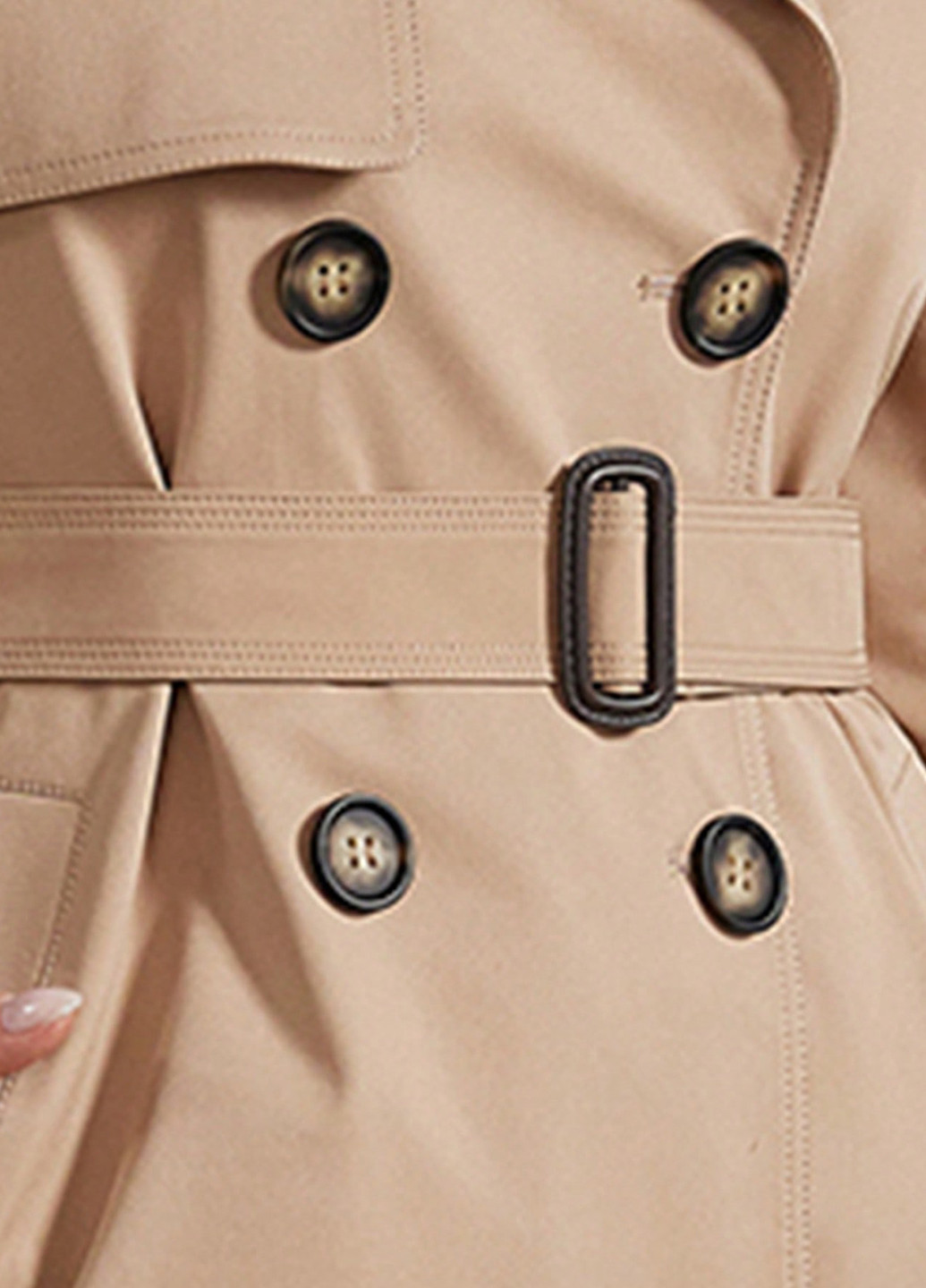 Бежевое демисезонное Пальто двубортное SHEIN