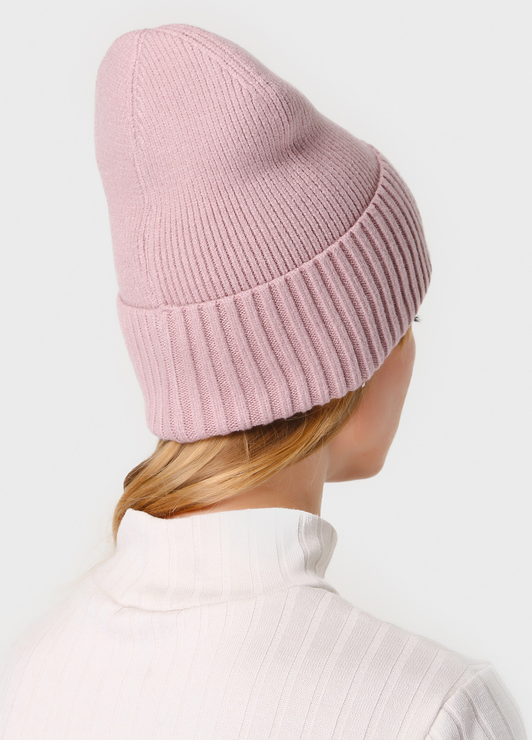 Тепла зимова кашемірова жіноча шапка з відворотом без підкладки 500002 DeMari (244712793)