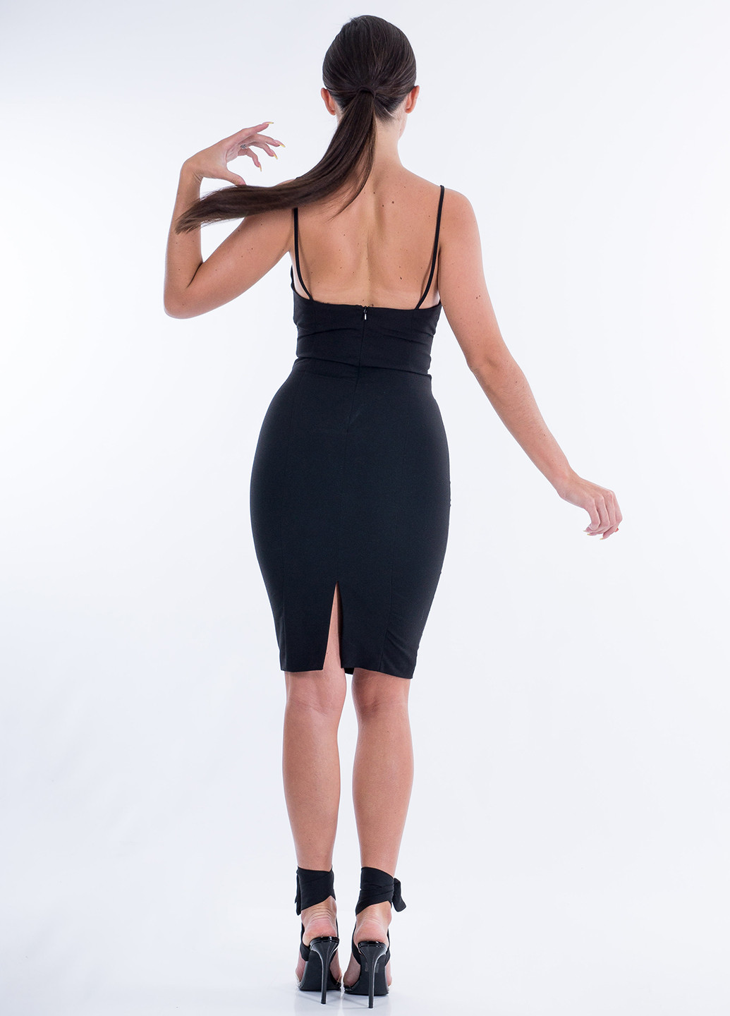 Чорна коктейльна плаття, сукня з відкритою спиною Lipsy однотонна