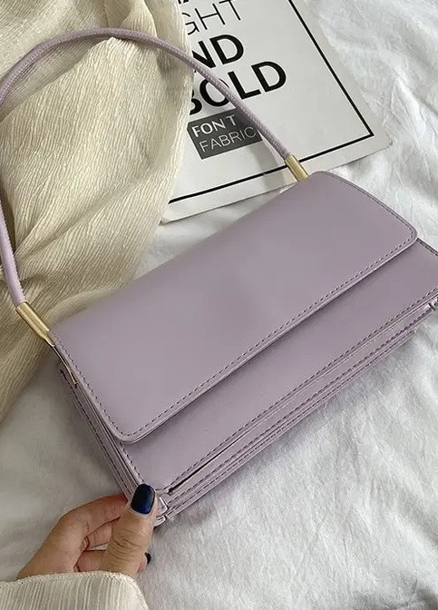 Жіноча класична сумка фіолетова пурпурна 5600 багет через плече клатч на короткій ручці No Brand (252989196)