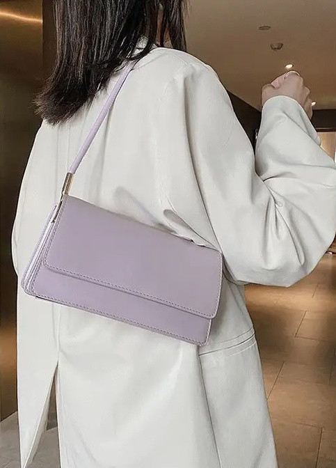 Жіноча класична сумка фіолетова пурпурна 5600 багет через плече клатч на короткій ручці No Brand (252989196)