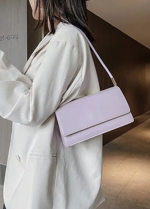 Жіноча класична сумка фіолетова пурпурна 5600 багет через плече клатч на короткій ручці No Brand (252989196)