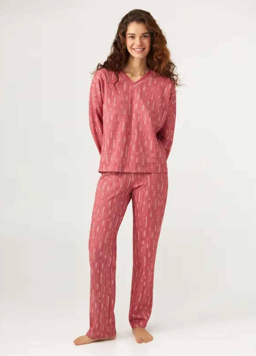 Рожева всесезон піжами (лонгслів, штани) лонгслів + брюки Ellen