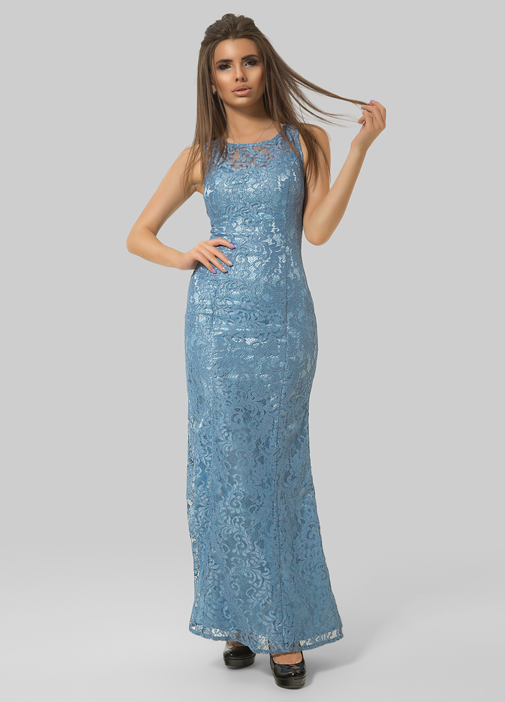 Сіро-голубий вечірня сукня Azuri однотонна