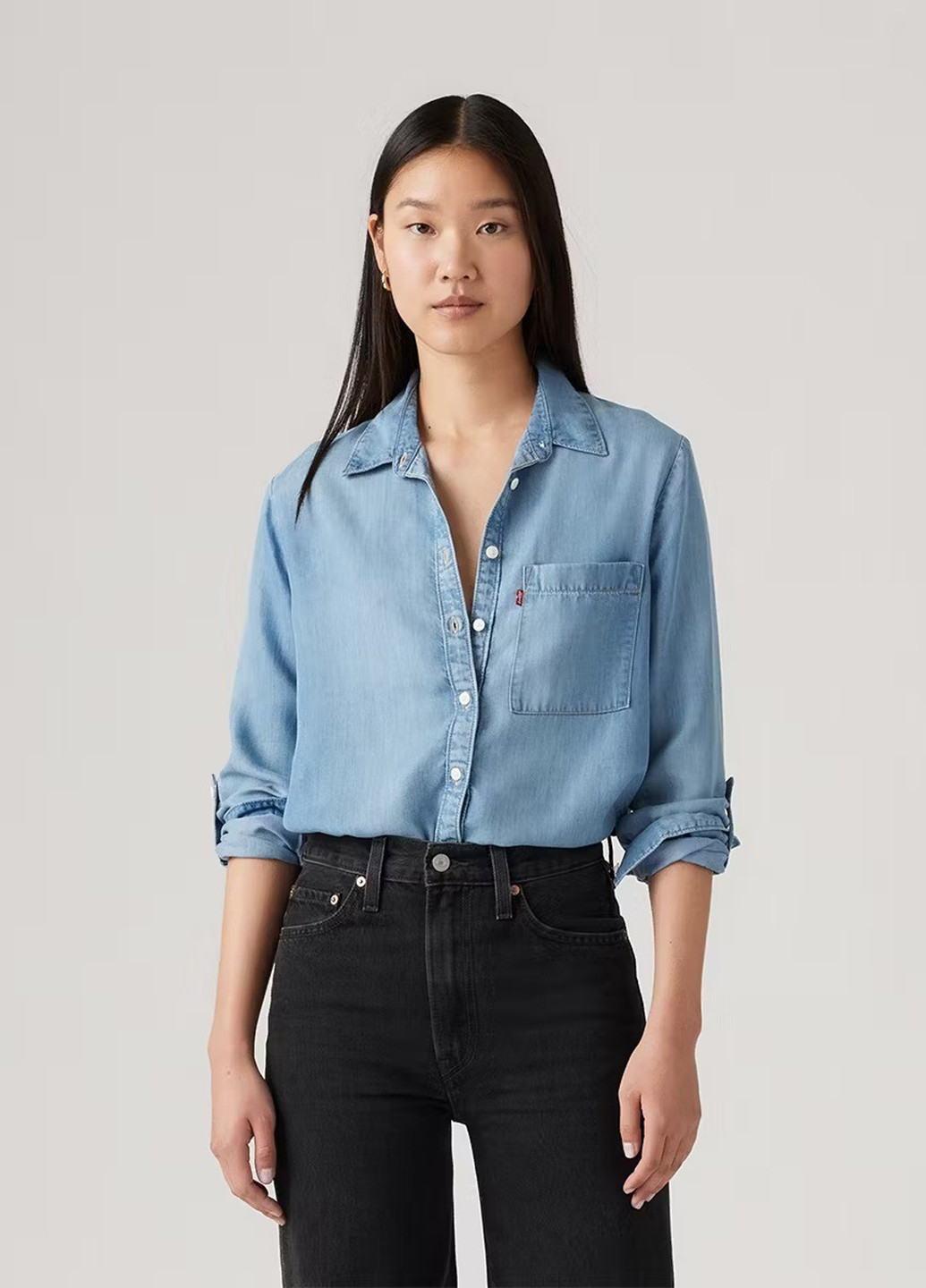 Голубой кэжуал рубашка однотонная Levi's