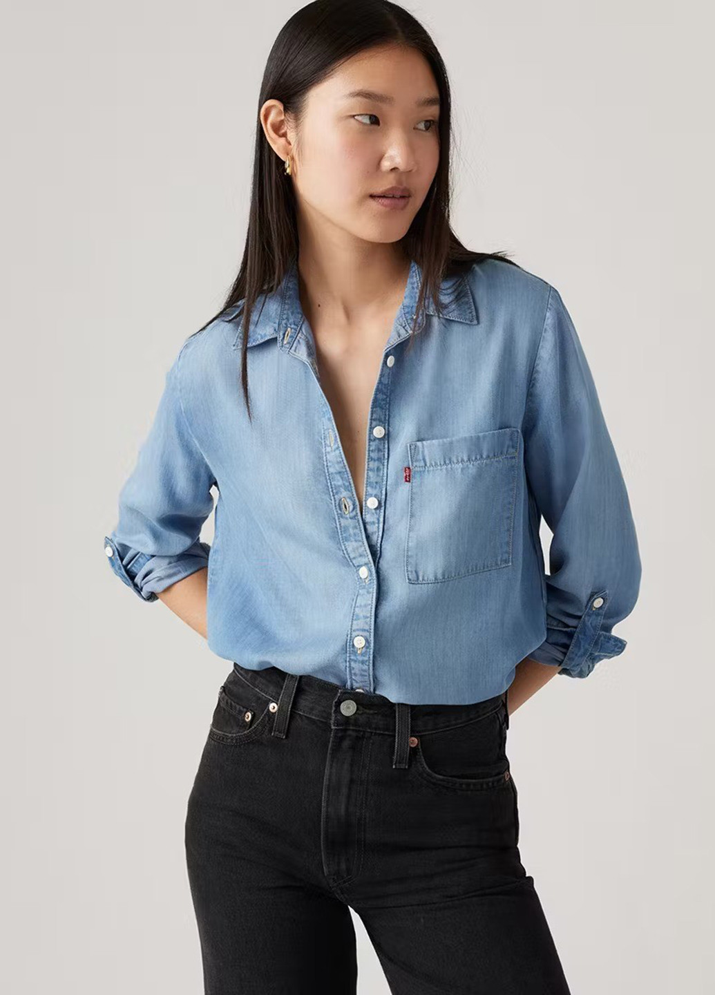 Голубой кэжуал рубашка однотонная Levi's