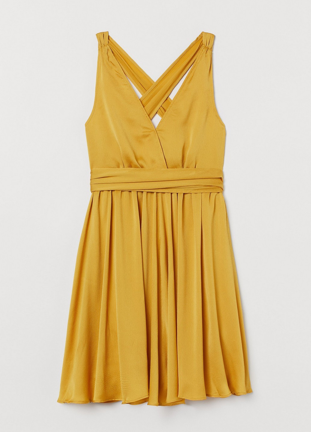 Желтое коктейльное платье H&M однотонное