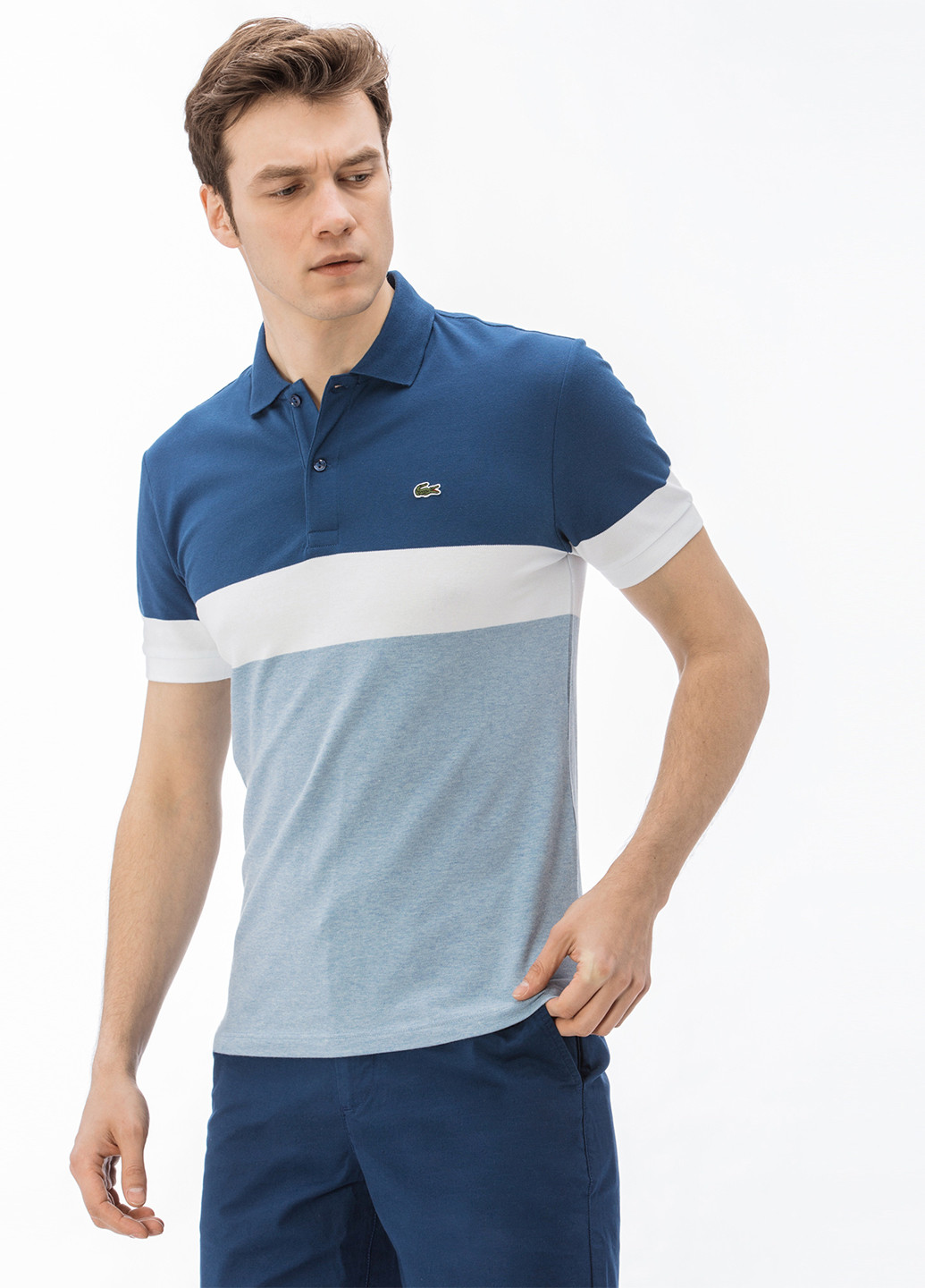 Голубой футболка-поло для мужчин Lacoste меланжевая
