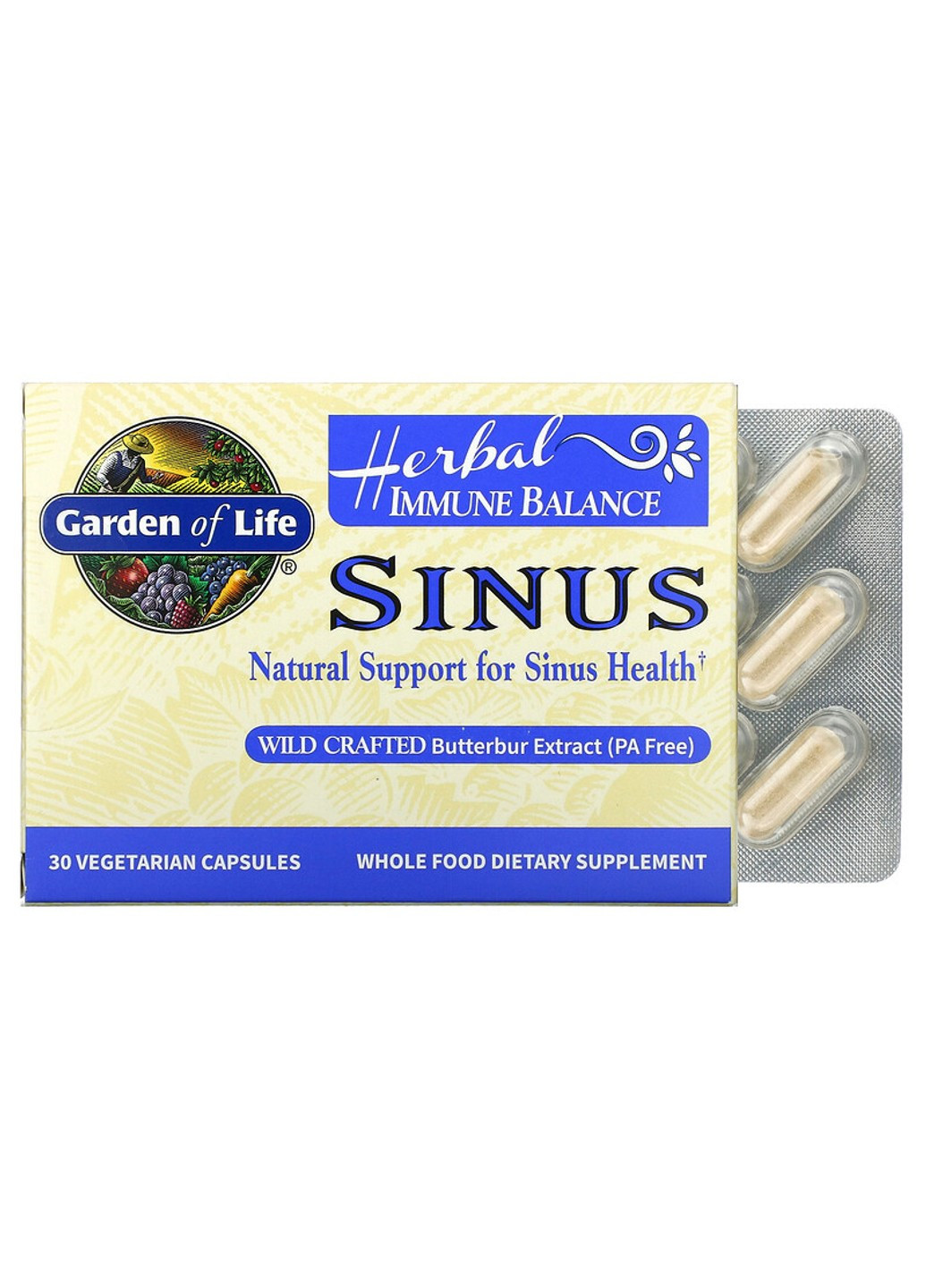 Трав'яний Комплекс для підтримки імунітету, Herbal Immune Balance Sinus,, 30 вегетаріанських капсул Garden of Life (255410458)