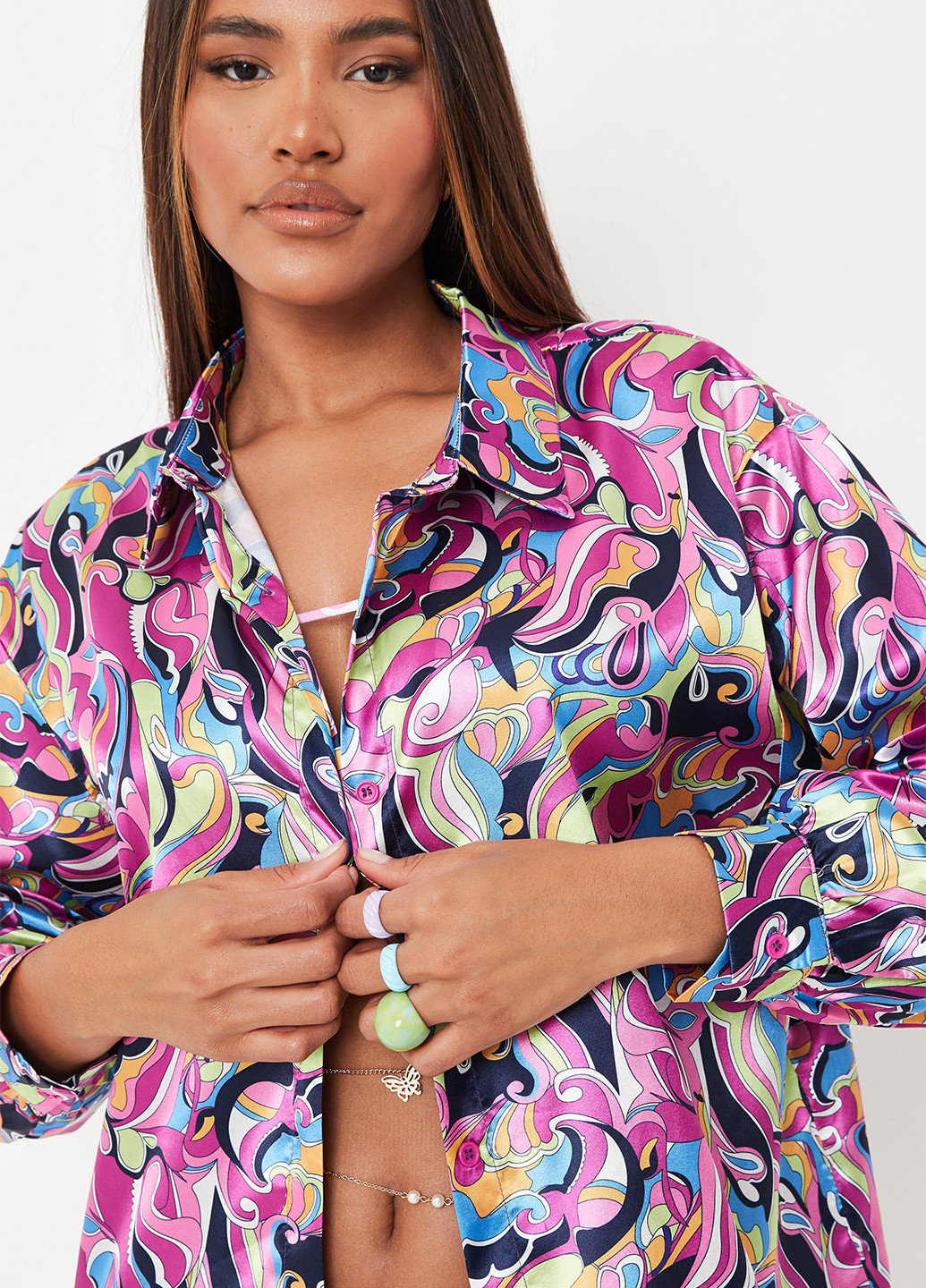 Цветная кэжуал рубашка с абстрактным узором Missguided