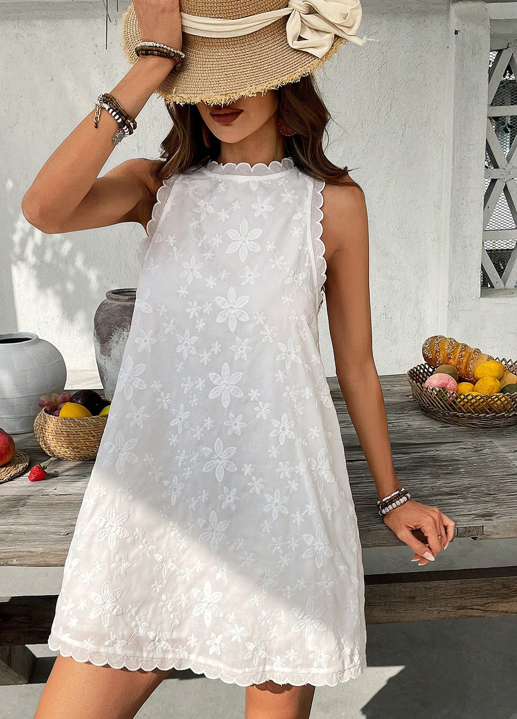 Білий святковий, вечірня, кежуал сукня а-силует SHEIN з квітковим принтом