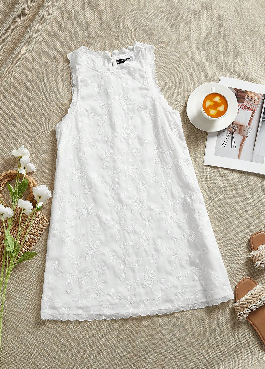 Білий святковий, вечірня, кежуал сукня а-силует SHEIN з квітковим принтом