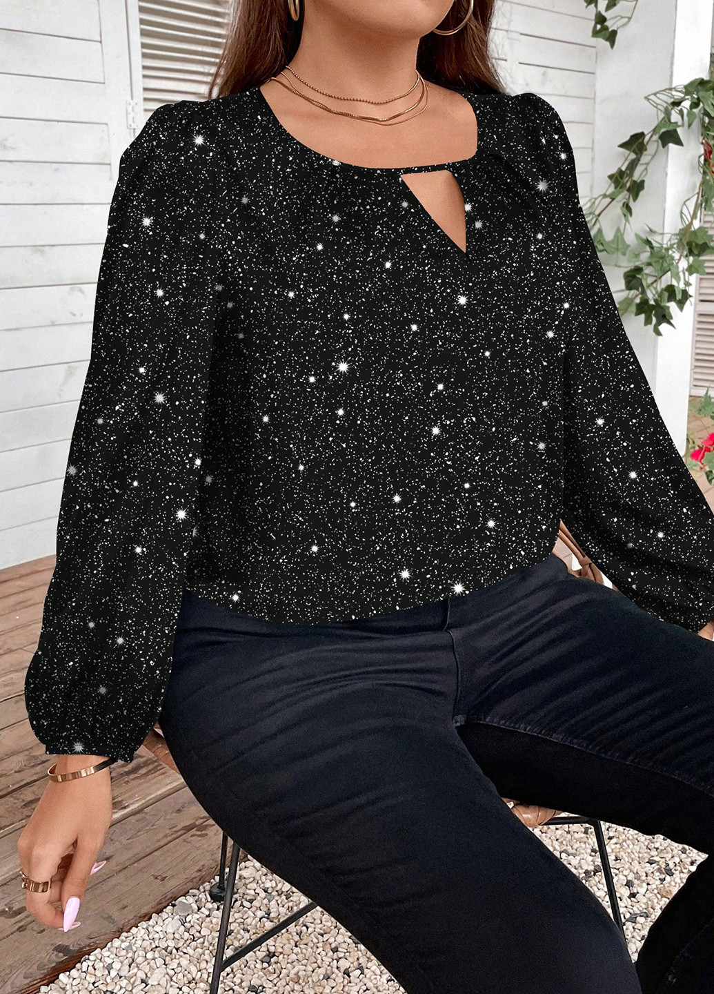 Чёрная блуза SHEIN