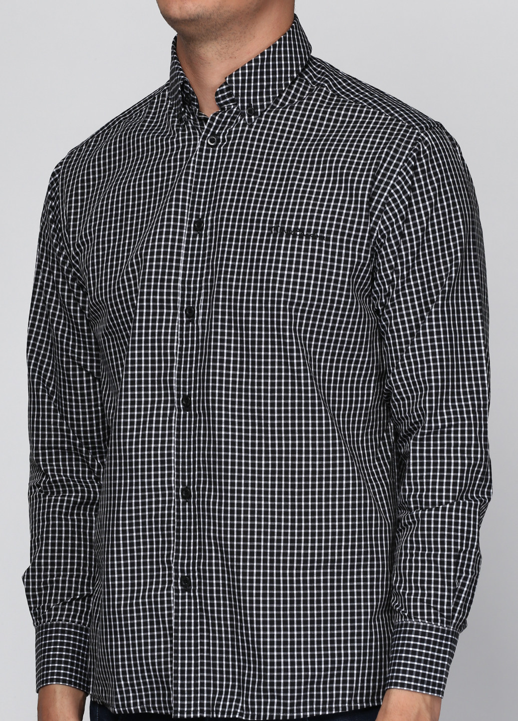 Черная кэжуал рубашка с абстрактным узором Pierre Cardin
