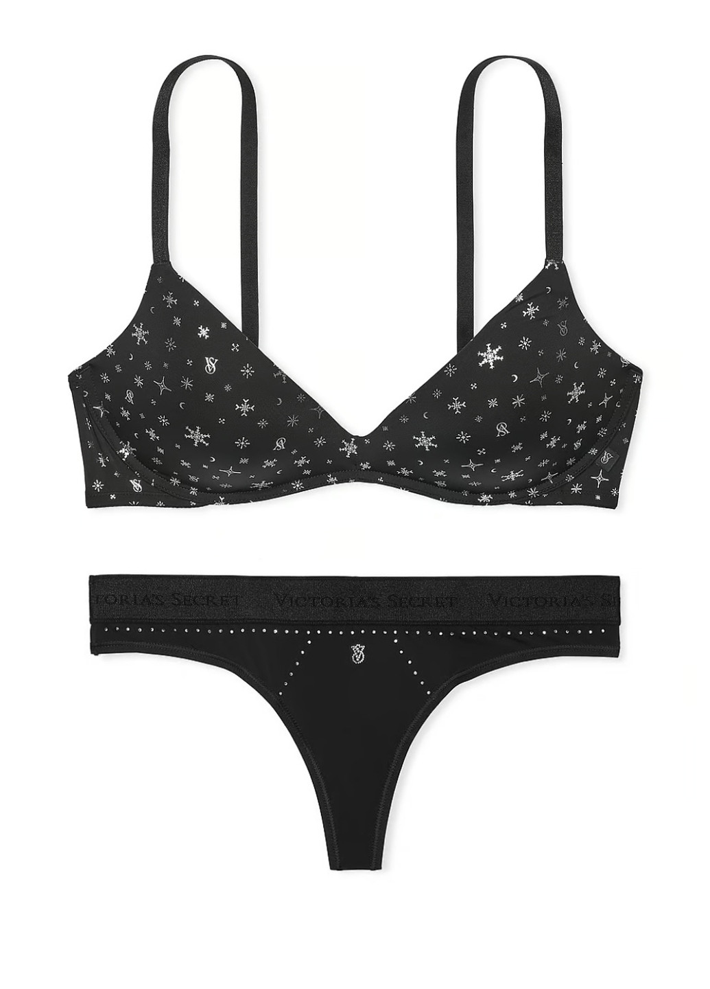 Черный демисезонный комплект (бюстгальтер, трусики) Victoria's Secret