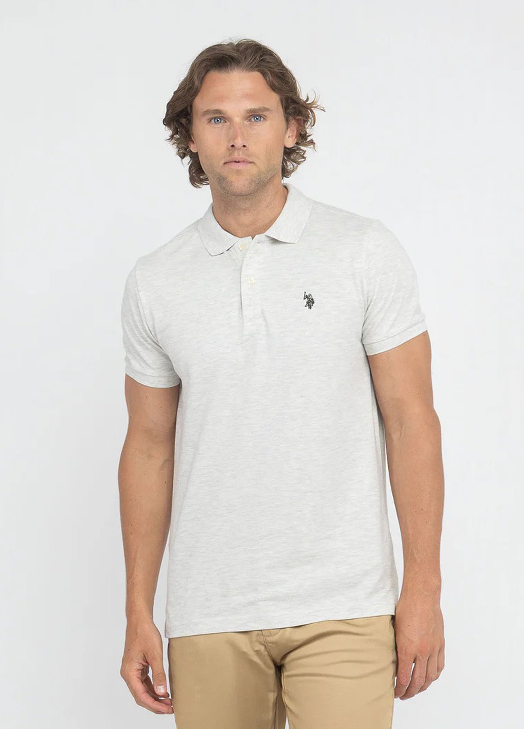 Серая футболка-поло для мужчин U.S. Polo Assn. меланжевая