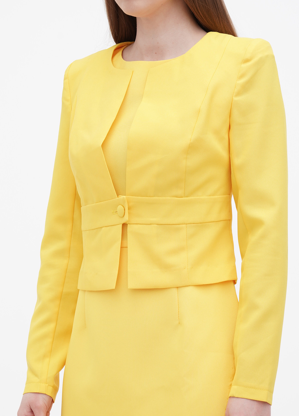Жовтий демісезонний комплект (сукня, жакет) Dioni