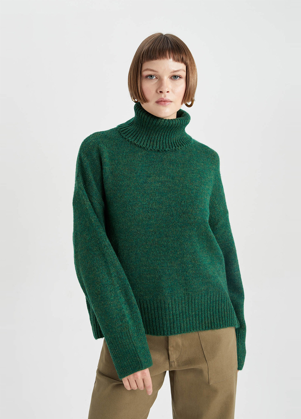 Зеленый зимний свитер DeFacto