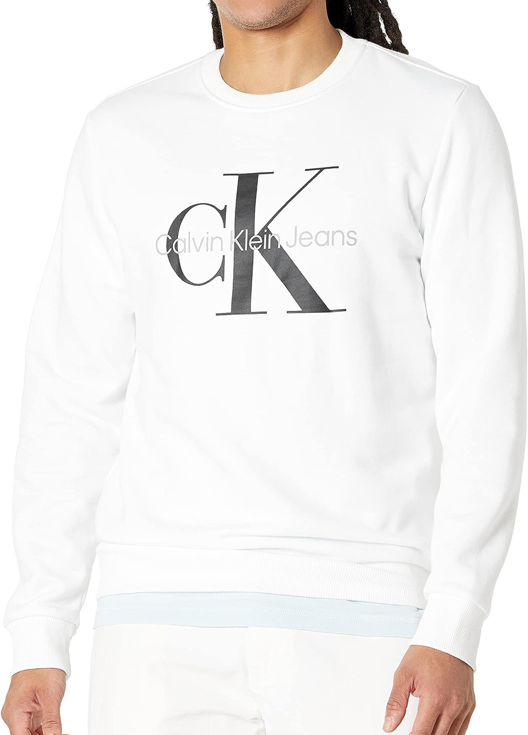 Свитшот Calvin Klein - Прямой крой логотип белый кэжуал трикотаж, хлопок - (263692183)
