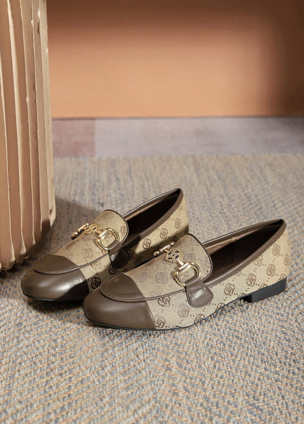 SHEIN Туфлі лофери коричневий з штучна шкіра, текстиль, китай — демісезон (331110020)