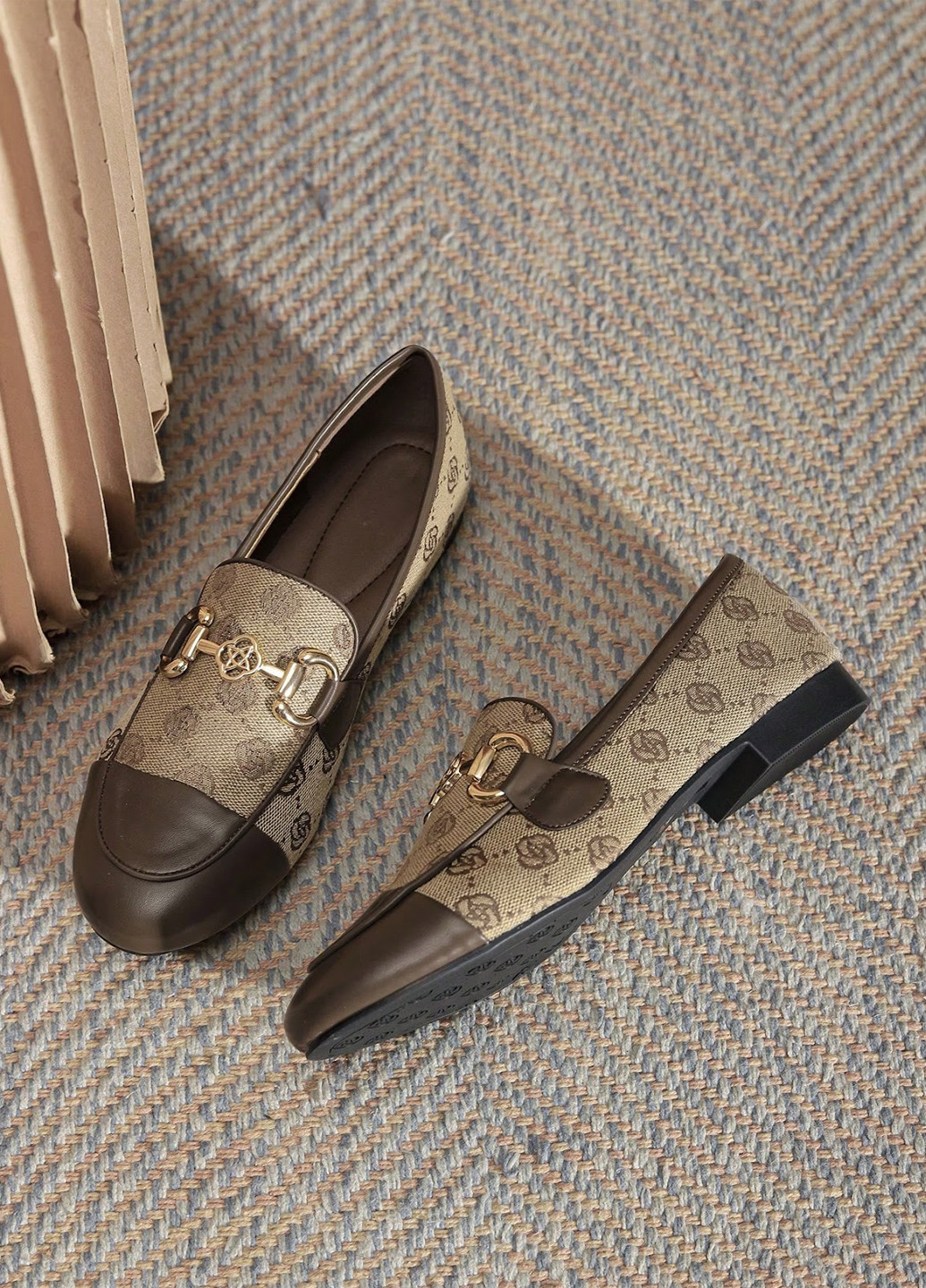 SHEIN Туфлі лофери коричневий з штучна шкіра, текстиль, китай — демісезон (331110020)