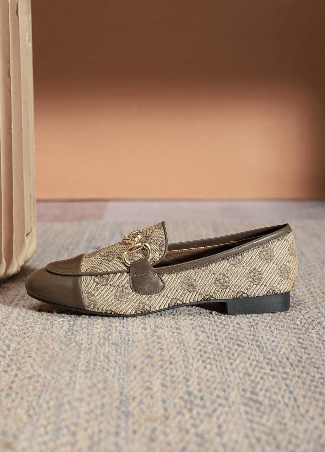 SHEIN Туфлі лофери коричневий з штучна шкіра, текстиль, китай — демісезон (331110020)